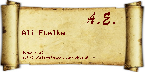 Ali Etelka névjegykártya